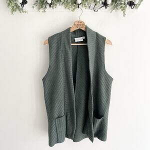 Habitat Green Sleeveless Open Lightweight Pocketed Cardigan vest Size M mm-7064
